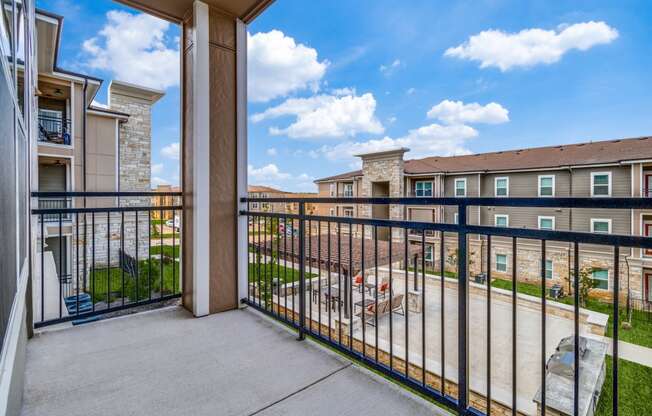 the outlook of the balcony atrium at the preserve at polk apartments