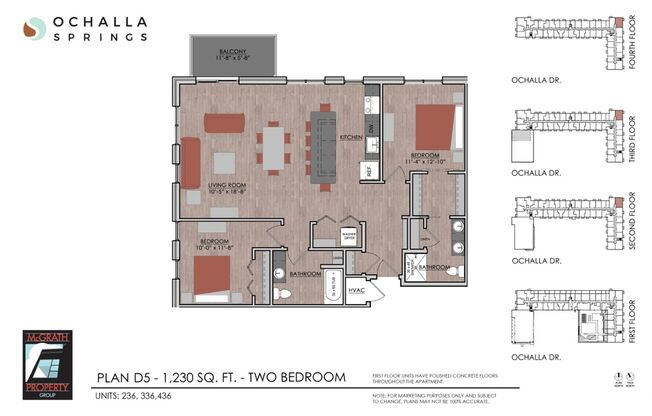 2 beds, 2 baths, 1,230 sqft, $2,270, Unit 236