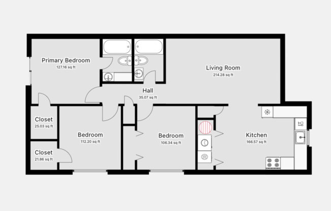 3 beds, 2 baths, 984 sqft, $1,295, Unit A