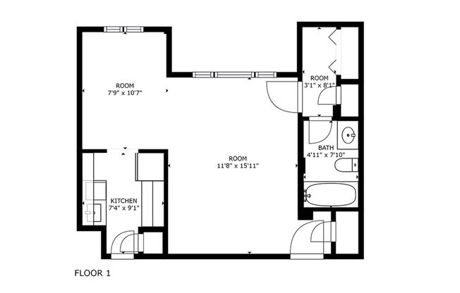 Studio, 1 bath, 444 sqft, $1,000