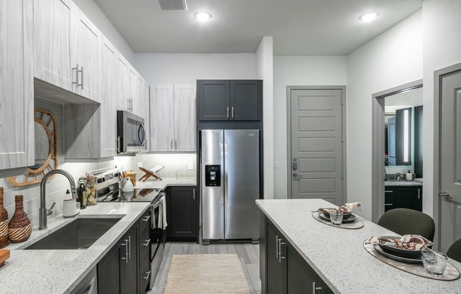 Experience modern convenience at Modera EaDo with ENERGY STAR® stainless steel appliance packages and a built-in temperature-controlled wine cooler.