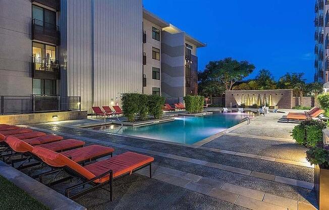 Swimming Pool with Lounge Seating at Berkshire Riverview, Austin