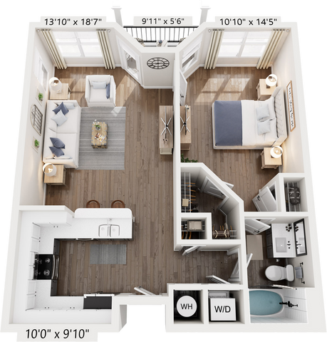 1 bed, 1 bath, 708 sqft, $1,595