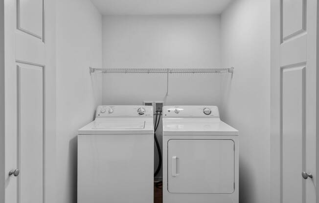 a washer and dryer in a laundry room