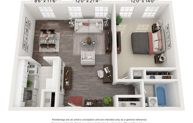 1 bed, 1 bath, 501 sqft, $1,605, Unit 106