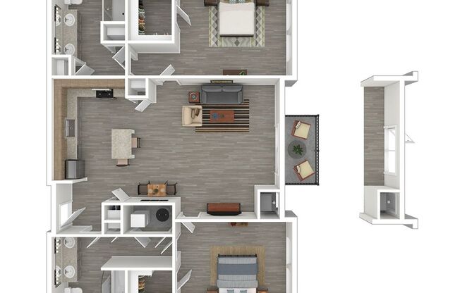 2 beds, 2 baths, 1,230 sqft, $3,565, Unit C-562