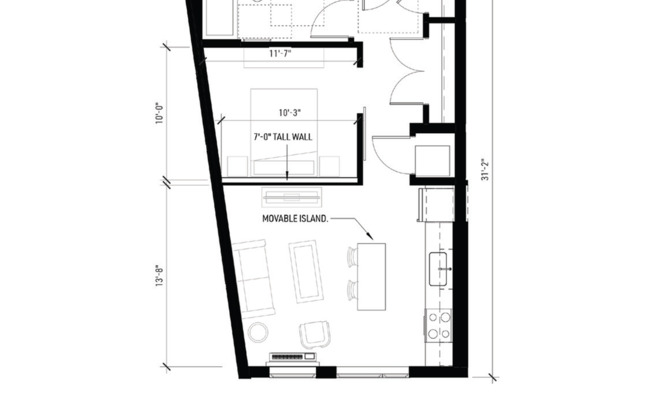 1 bed, 1 bath, 544 sqft, $1,360, Unit 711
