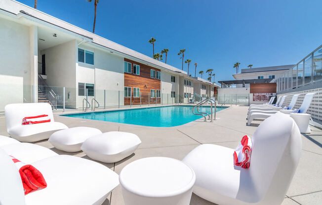 Poolside Lounge at Bixby Hill Apartments, Long Beach, California