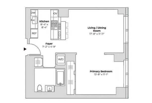 1 bed, 1 bath, 688 sqft, $6,000, Unit 60G