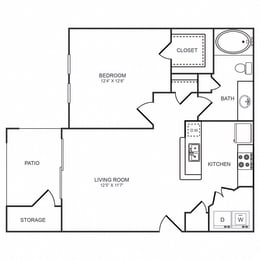 1 bed, 1 bath, 637 sqft, $1,215