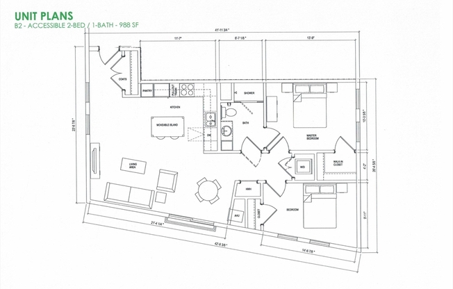 2 beds, 1 bath, 984 sqft, $4,500, Unit 111