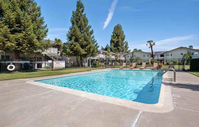 Apartments for Rent Gilroy - Mission Park - Large Pool Surrounded by Lounge Seating