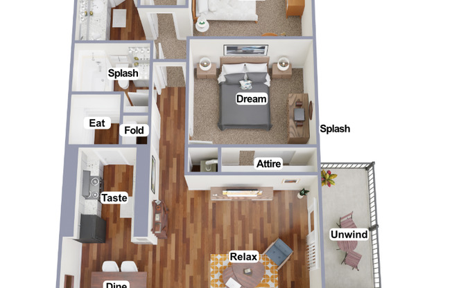 2 beds, 2 baths, 964 sqft, $950