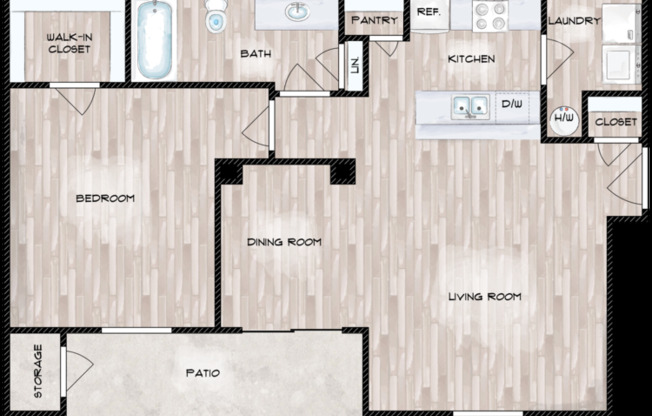 1 bed, 1 bath, 798 sqft, $1,340