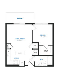 1 bed, 1 bath, 628 sqft, $2,521