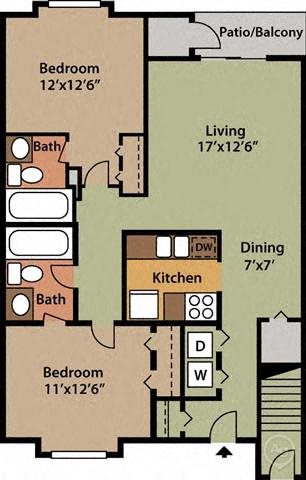 2 beds, 2 baths, 1,000 sqft, $1,250