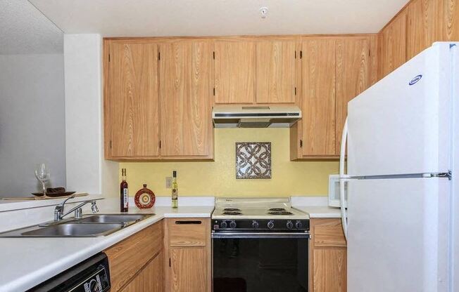 Kitchen wooden cabinets at Loma Linda Springs, California