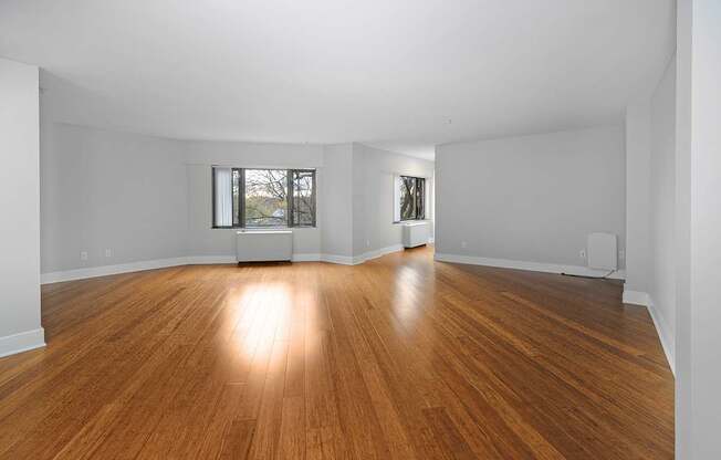 A large living room with wooden floors in Kalamazoo, MI.