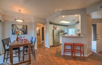 Dining room and kitchen at Arterra, Albuquerque