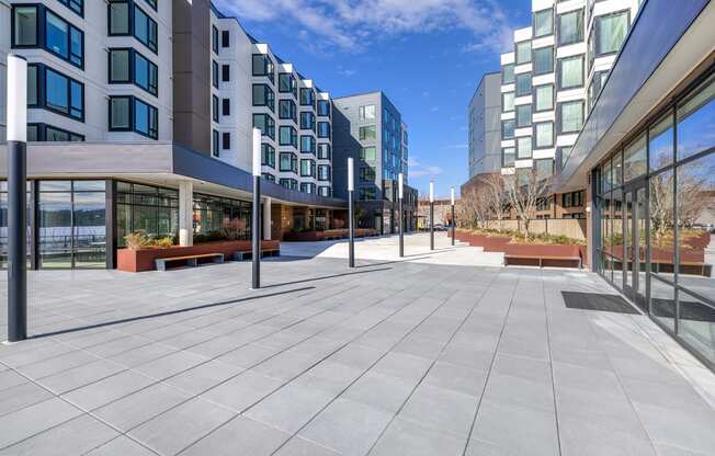 pblic sunny walking square for residents to enjoy at Marina Square, Washington, 98337