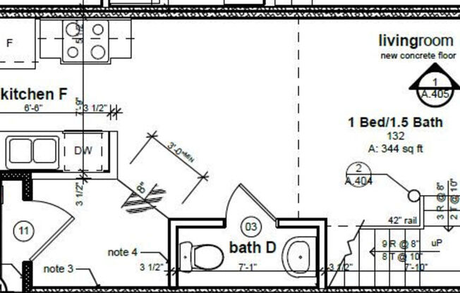 1 bed, 1.5 baths, 561 sqft, $1,212