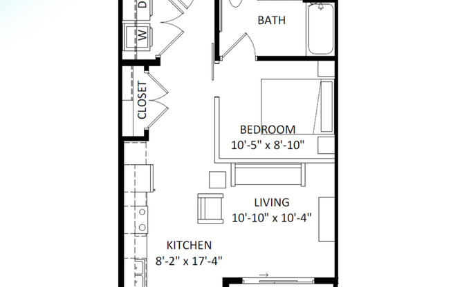 Studio, 1 bath, 612 sqft, $1,490, Unit 8421-223
