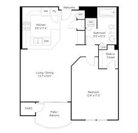 1 bed, 1 bath, 812 sqft, $2,154