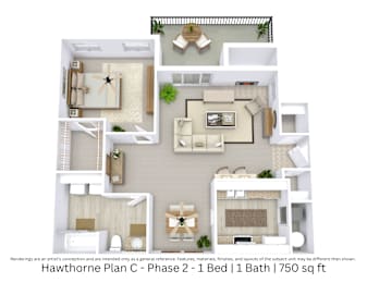 1 bed, 1 bath, 750 sqft, $1,140