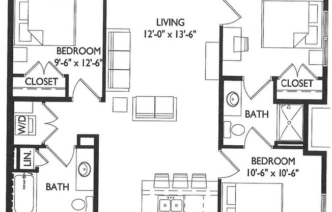 3 beds, 2 baths, 1,006 sqft, $1,800, Unit 500-312