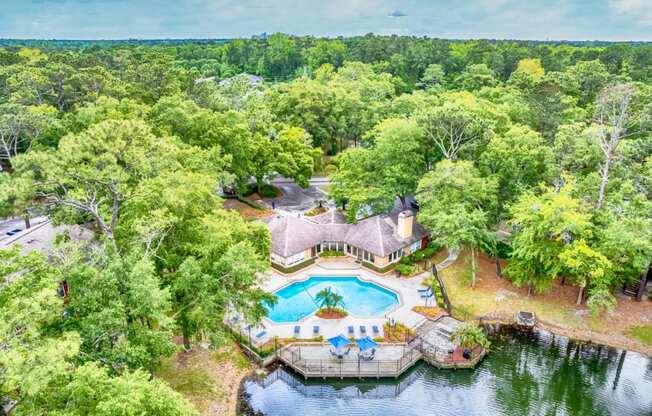 Birds-eye view of the pool at Northlake Apartments, Jacksonville FL