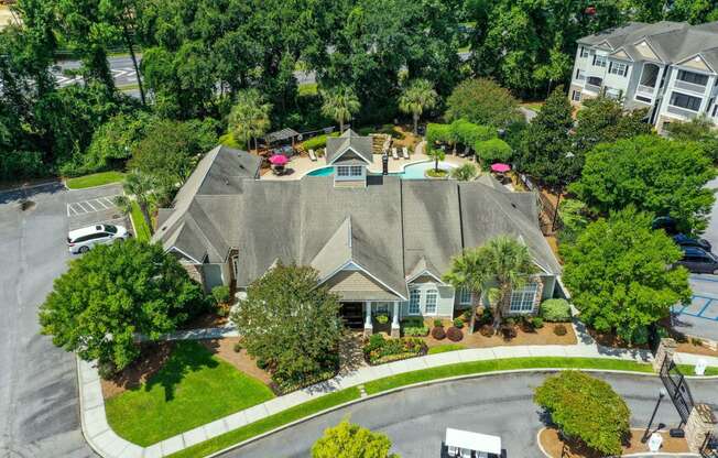 Aerial view of clubhouse  at Legends at Charleston Park Apartments, North Charleston, SC, 29420