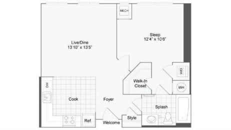 1 bed, 1 bath, 766 sqft, $1,712