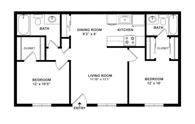 2 beds, 2 baths, 850 sqft, $1,900