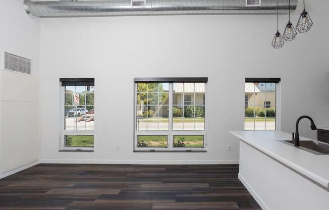 Carpeted Living Room at The Landing at 1001 NP, Fargo, ND, 58102