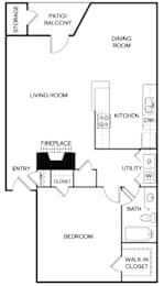 1 bed, 1 bath, 796 sqft, $1,074