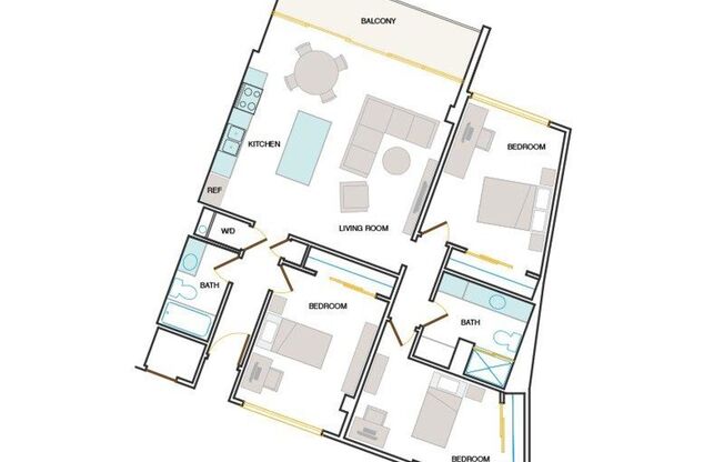 3 beds, 2 baths, 1,170 sqft, $4,345, Unit 506