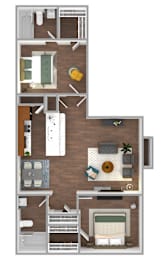 2 beds, 2 baths, 950 sqft, $1,460