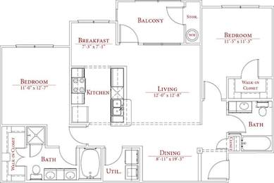 2 beds, 2 baths, 1,091 sqft, $1,550