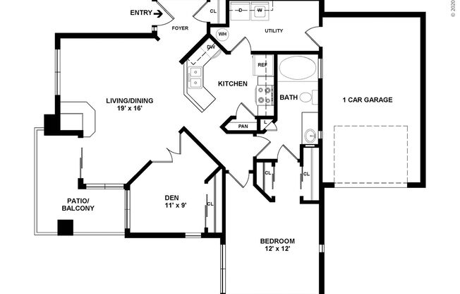 2 beds, 1 bath, 953 sqft, $1,679
