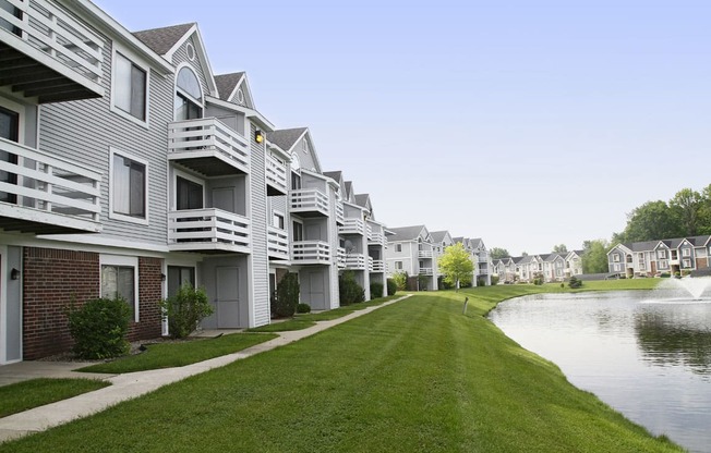 Manicured Lawns and Pond at South Bridge Apartments, Fort Wayne, Indiana