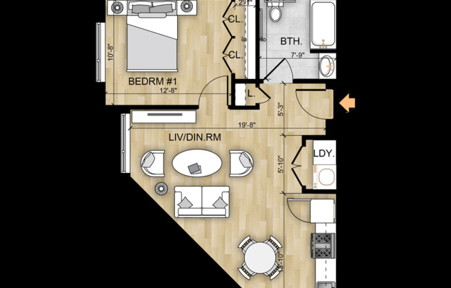 1 bed, 1 bath, 636 sqft, $2,150, Unit 424
