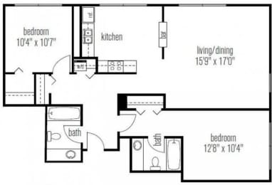 2 beds, 2 baths, 1,108 sqft, $4,350