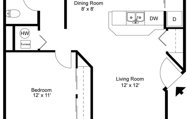 1 bed, 1 bath, 696 sqft, $1,725, Unit 16-204