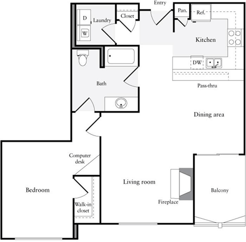 1 bed, 1 bath, 925 sqft, $3,144, Unit 513