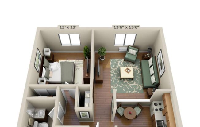 1 bed, 1 bath, 552 sqft, $1,150, Unit 7000-102