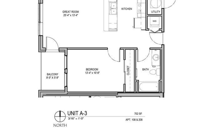 1 bed, 1 bath, 702 sqft, $1,925, Unit 108 [Furnished]