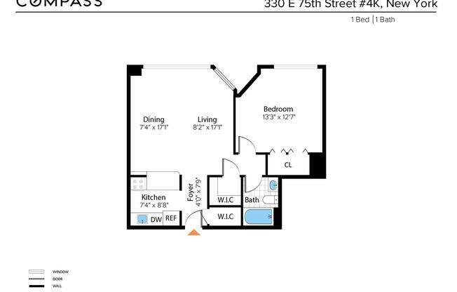 1 bed, 1 bath, 689 sqft, $4,550, Unit 4K