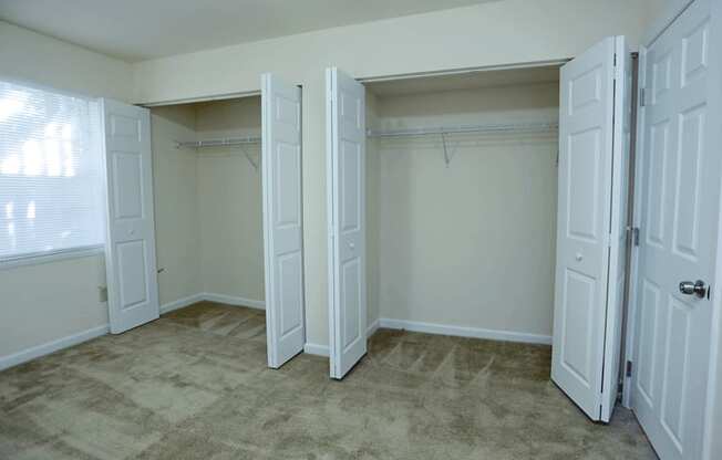 Two closets in bedroom