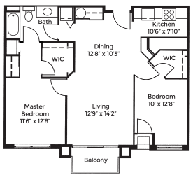 2 beds, 1 bath, 987 sqft, $1,494