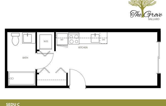 Studio, 1 bath, 275 sqft, $1,345, Unit 401